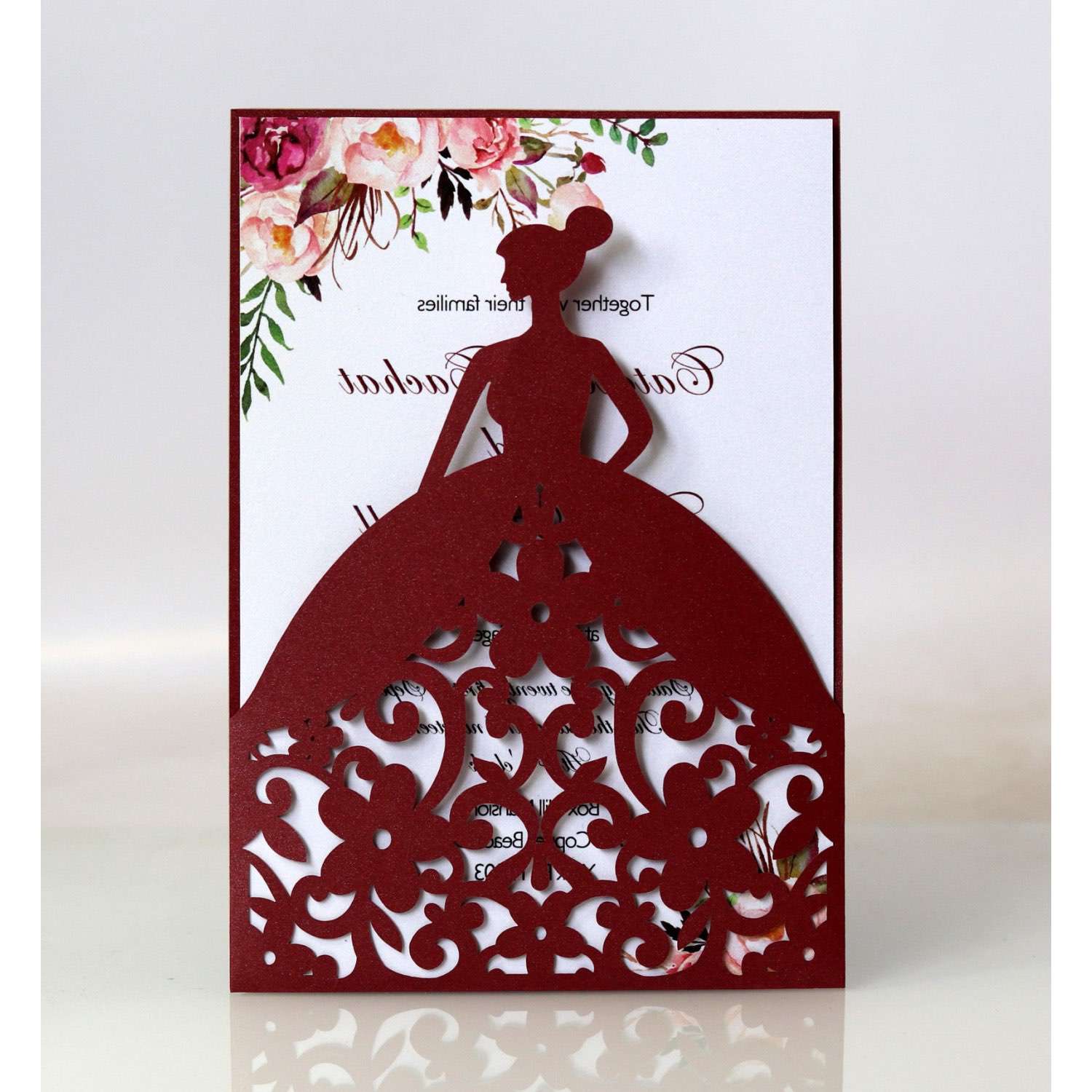 2020 Invitation Card Wedding Card Design Laser Cut Beautiful Girl Pink Card
